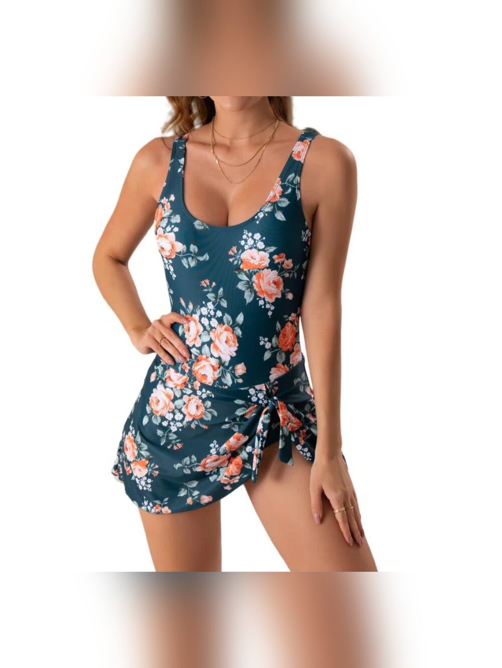 Unbranded Floral Swimsuit With Skirt Women's Size L